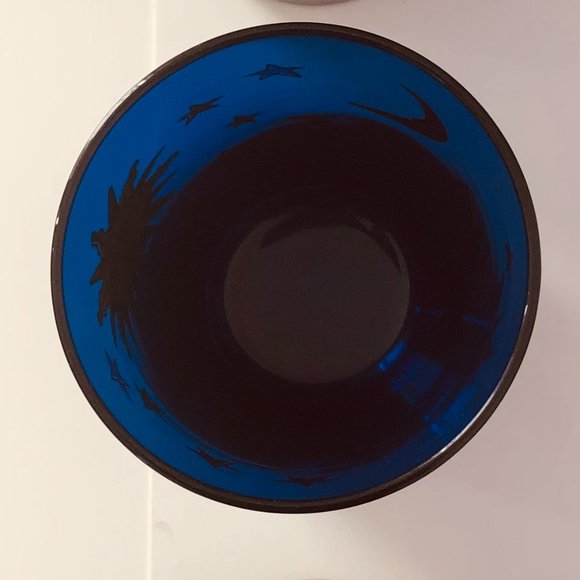Vintage Libbey Cobalt Blue Celestial Sun Moon Stars Glass Cup Tumbler - Picture 8 of 9